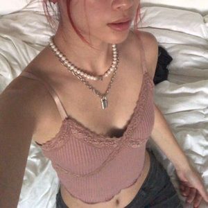 lace y2k cropped cami / tank top